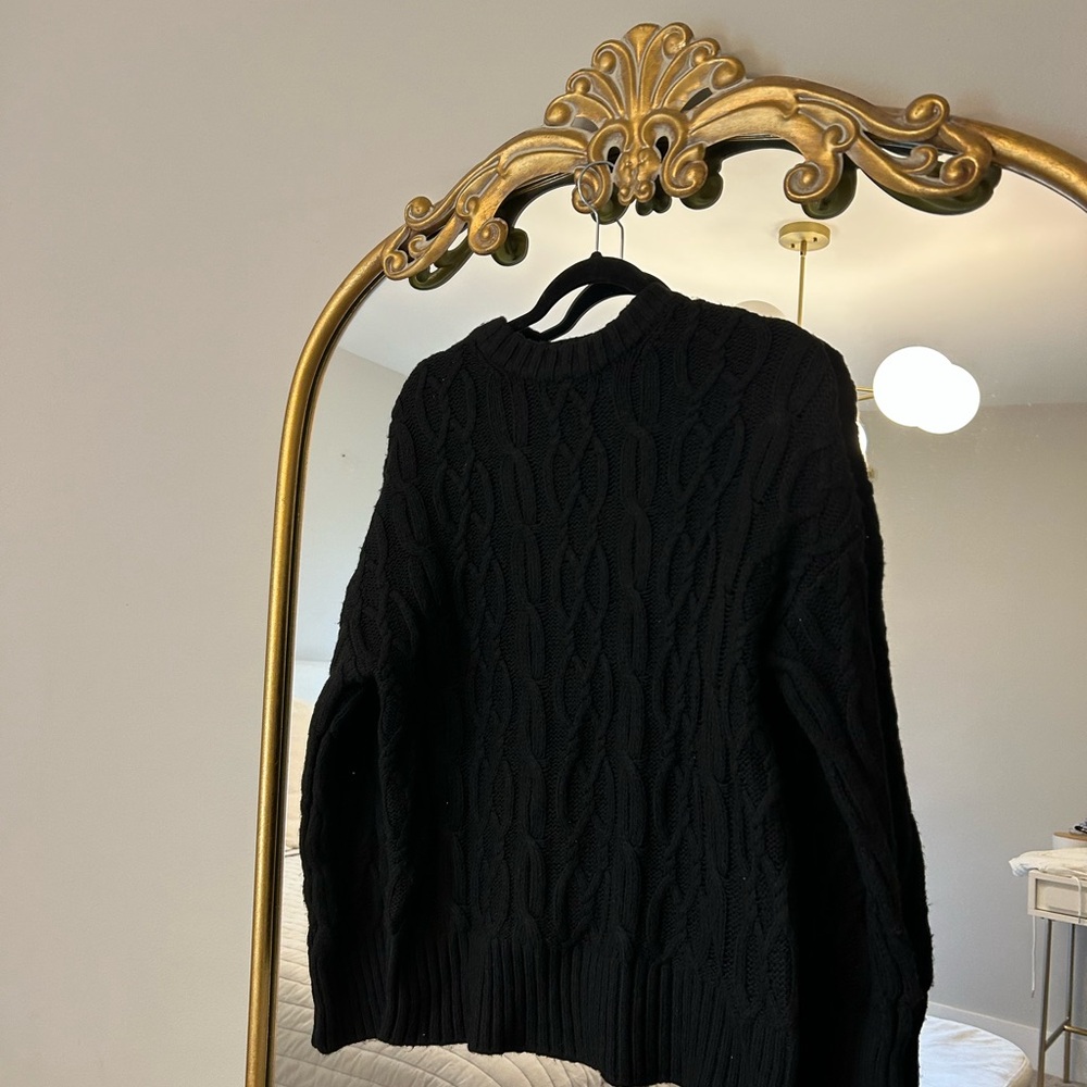 Classic Black Cable Knit Sweater